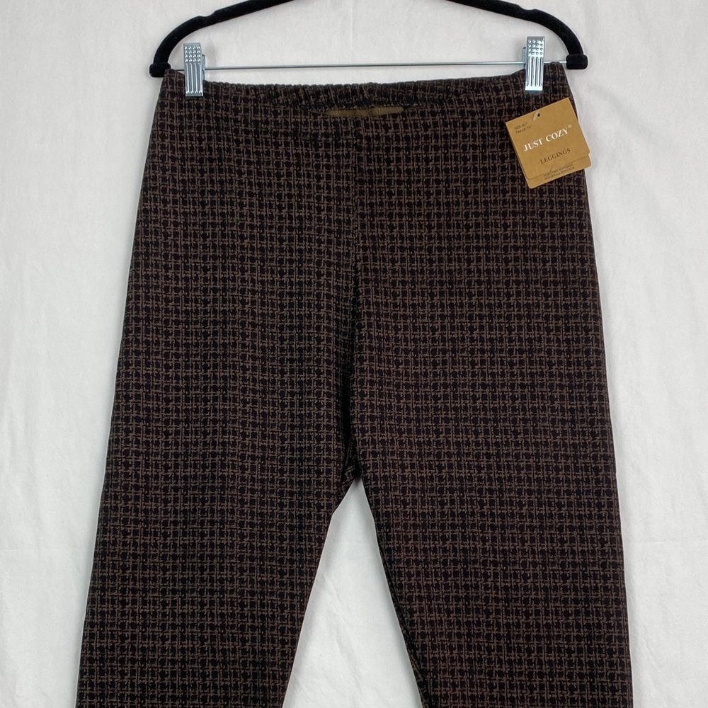 NEW Just Cozy Fleece Lined Houndstooth Leggings Size XL
